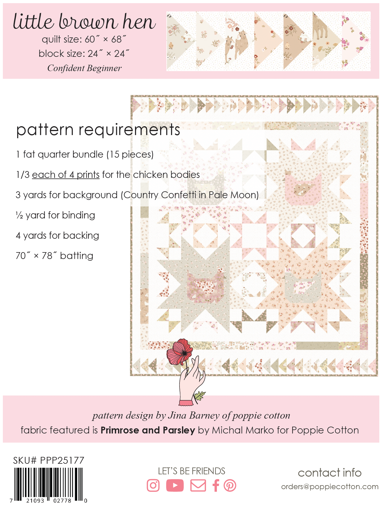 LITTLE BROWN HEN PATTERN - Primrose & Parsley