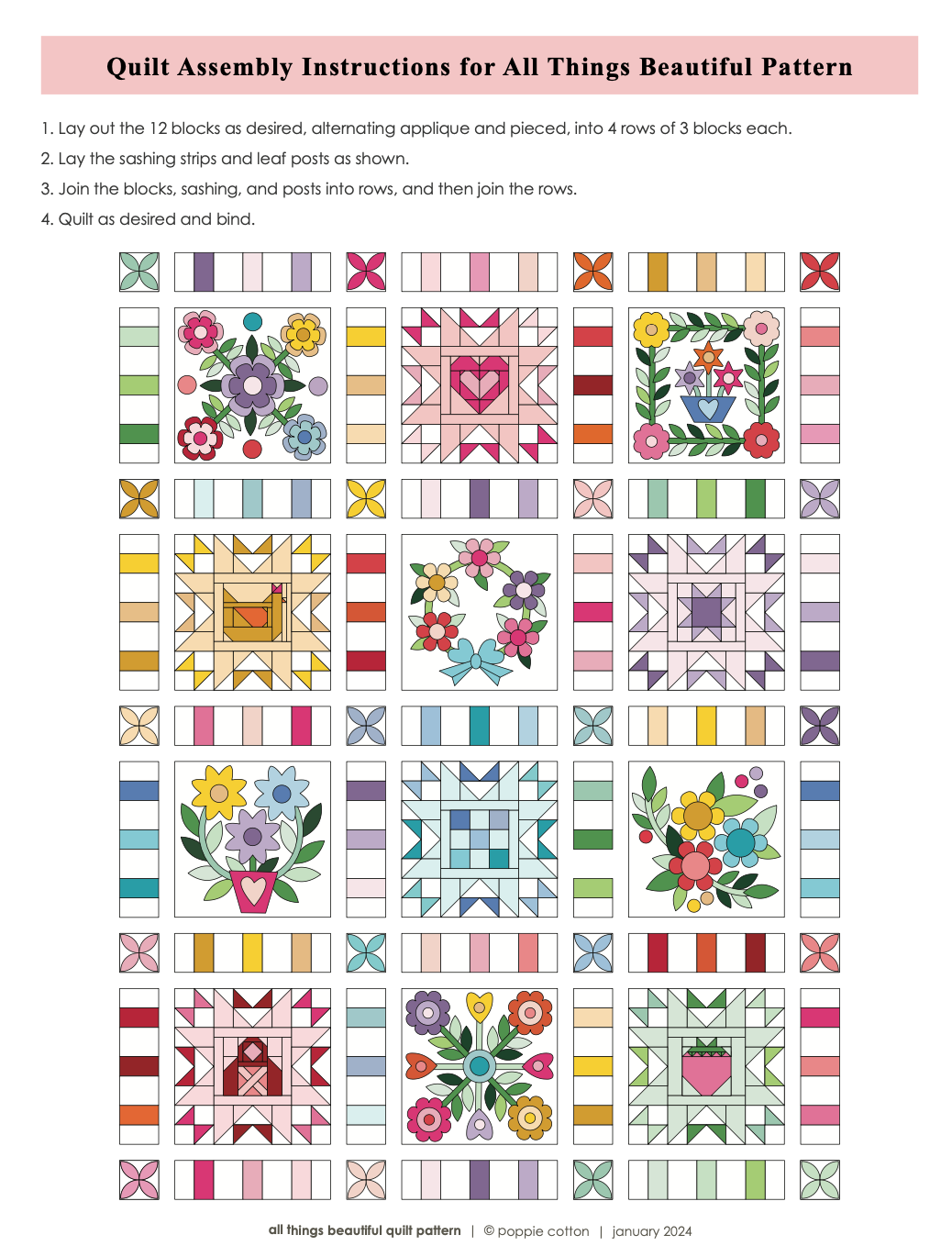 All Things Beautiful Block of the Month Pattern - ALL THINGS BEAUTIFUL BOM