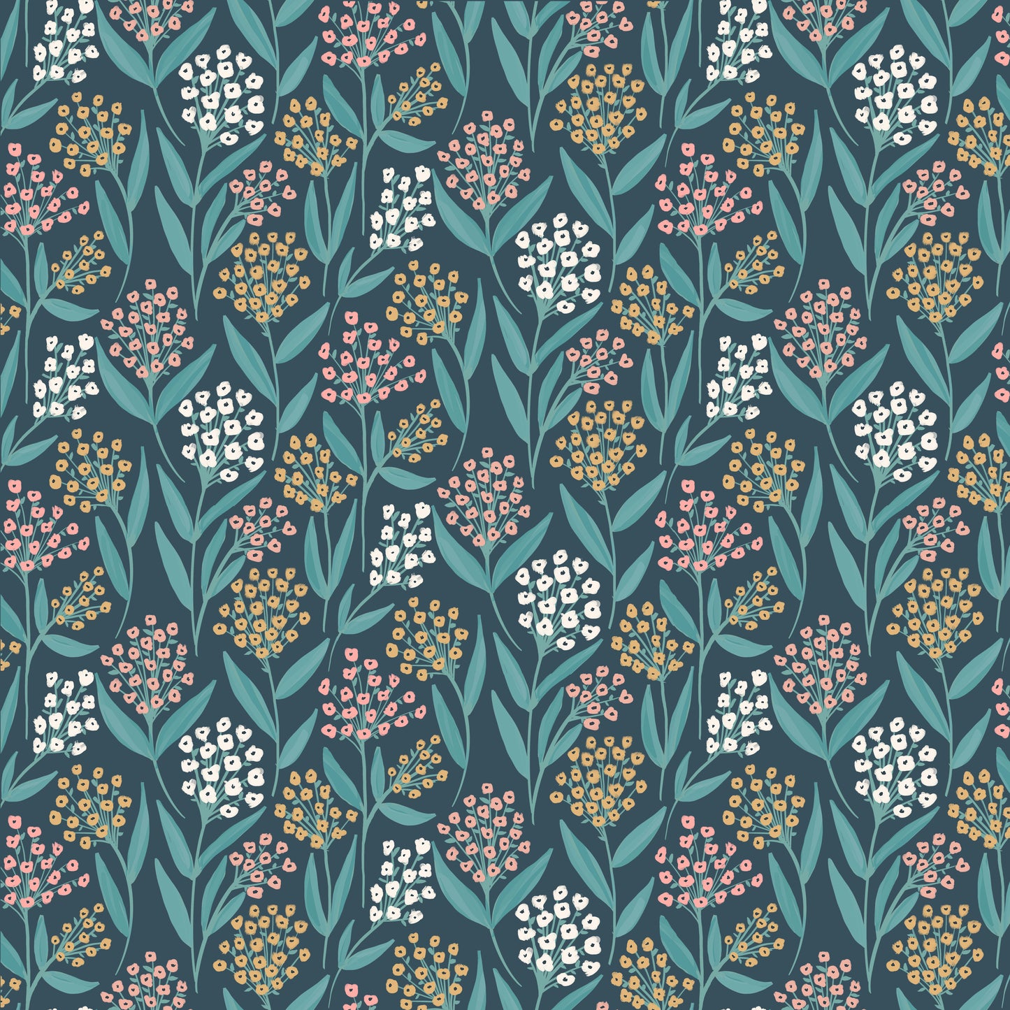 BARELY BUDS NAVY - Painted Blossoms