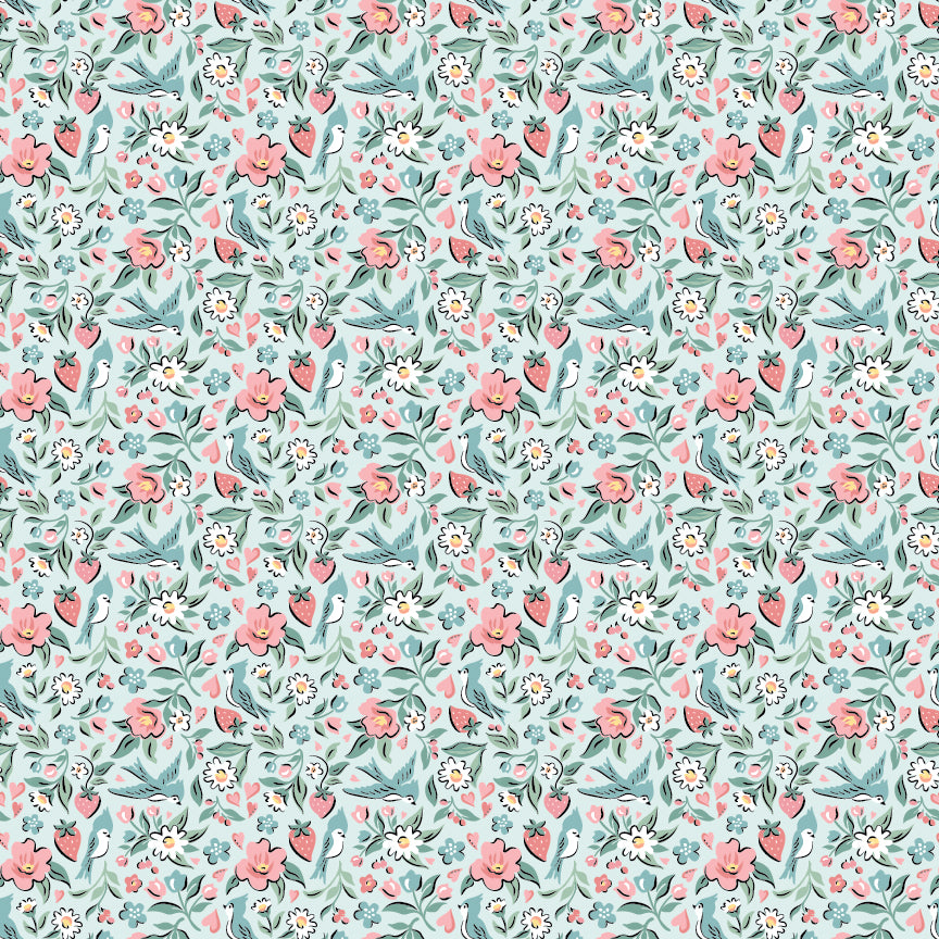 BLUEBIRDS & BERRIES BLUE - Granny's Sewing Room