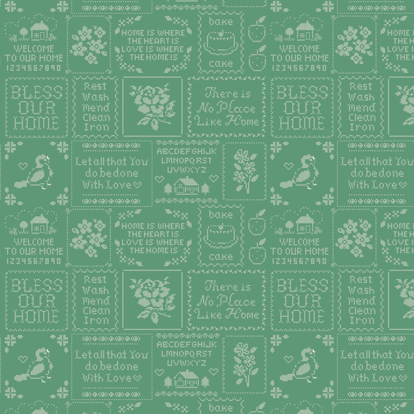 CROSS STITCH GREEN - Home Sweet Home