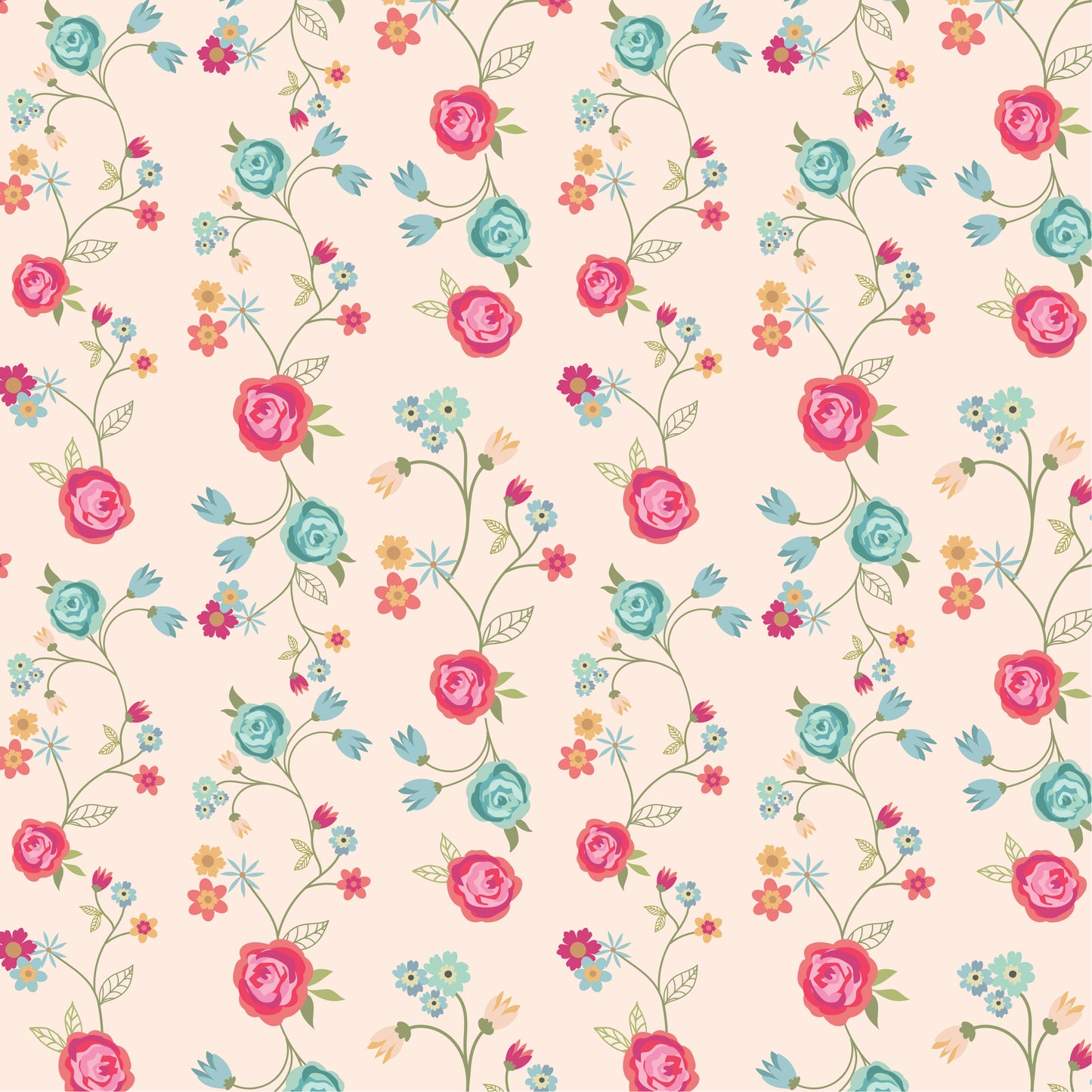 FLORAL & VINES NATURAL - Calico Cowgirls