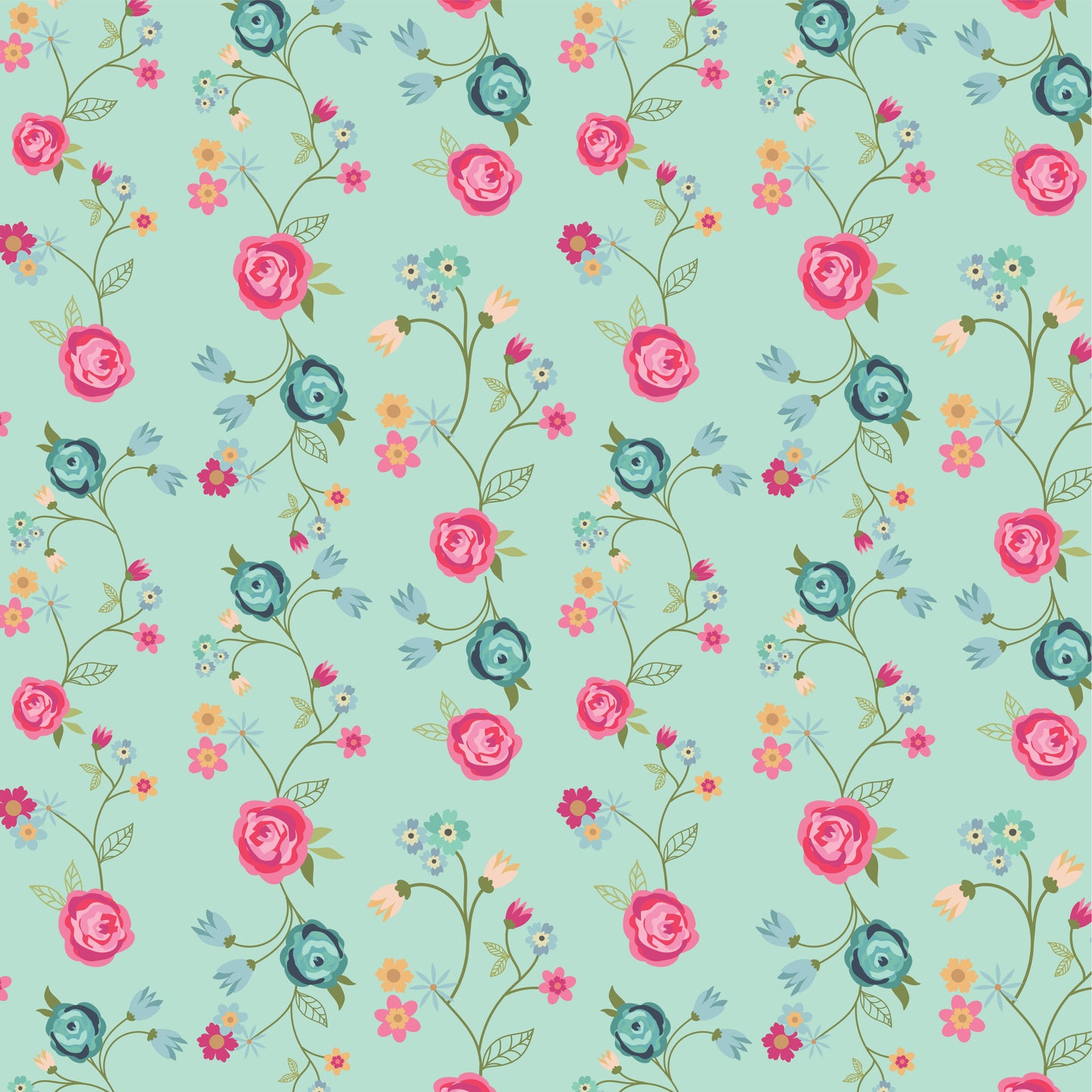 FLORAL & VINES TEAL - Calico Cowgirls