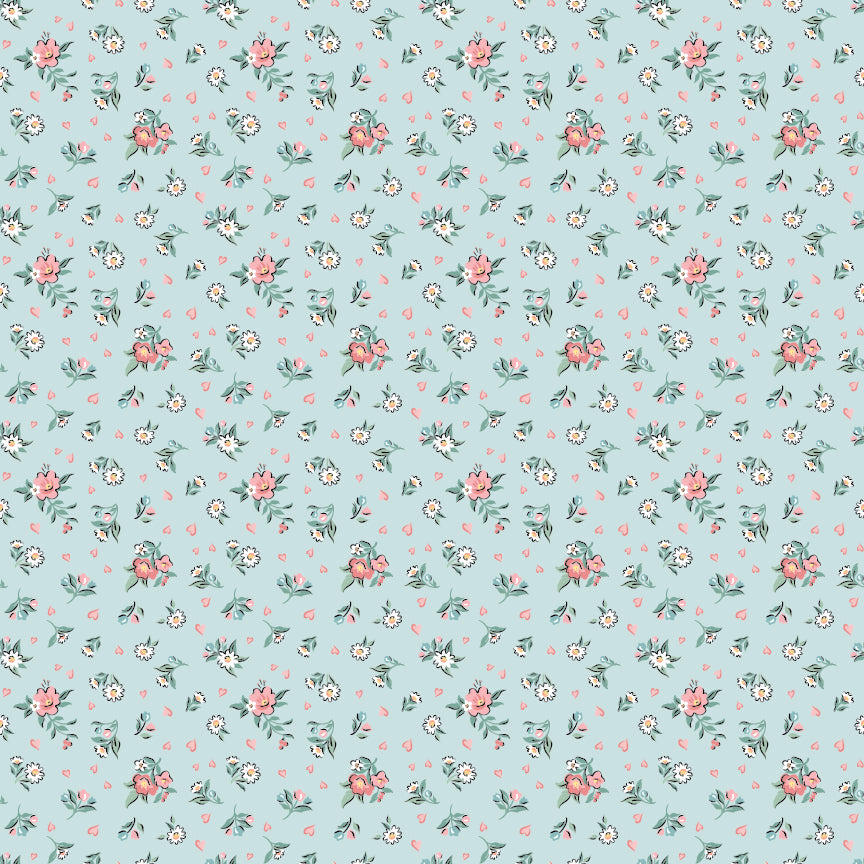 HEARTS & POSIES BLUE - Granny's Sewing Room