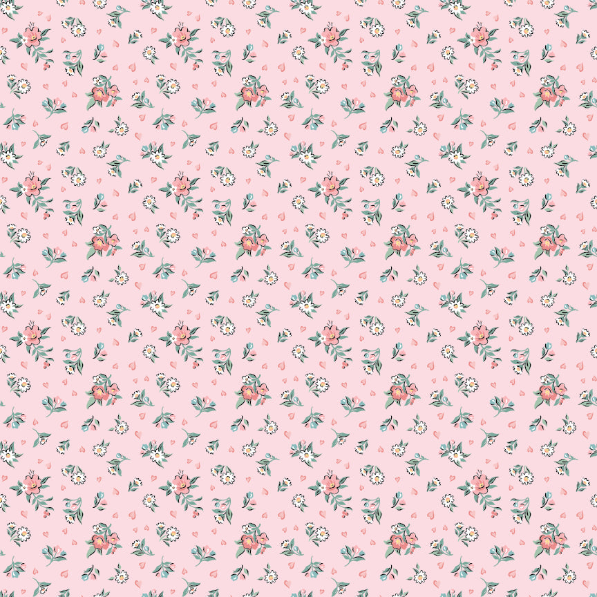 HEARTS & POSIES PINK - Granny's Sewing Room