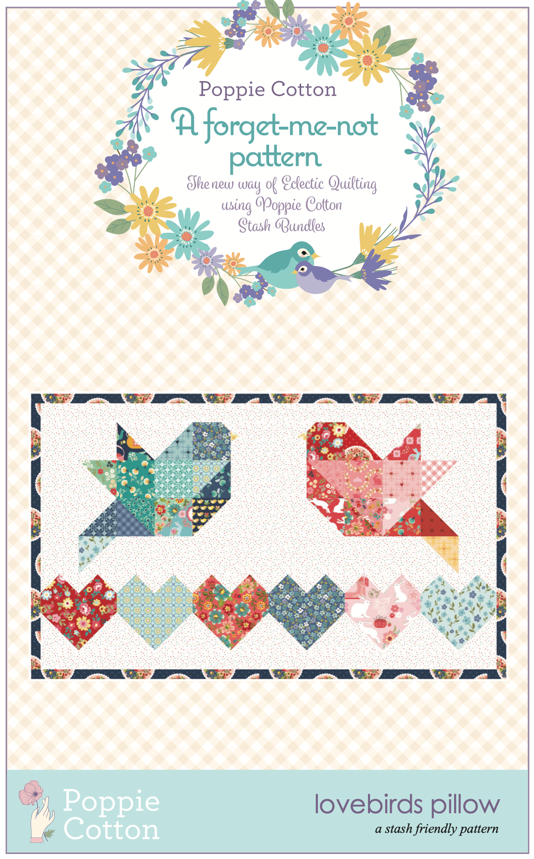 LOVEBIRDS PILLOW PATTERN Me Not Poppie Cotton
