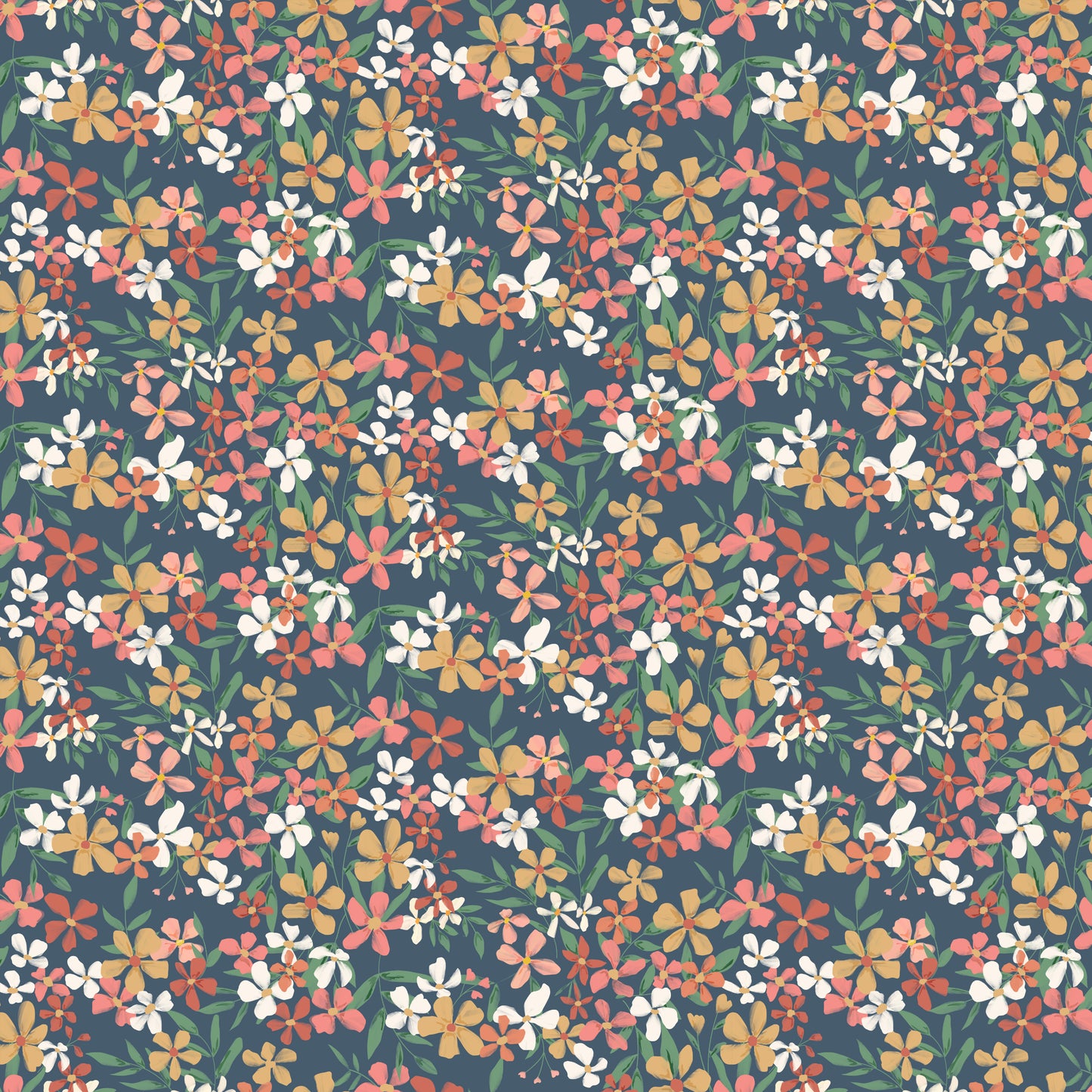 PAINTED BLOSSOMS NAVY - Painted Blossoms