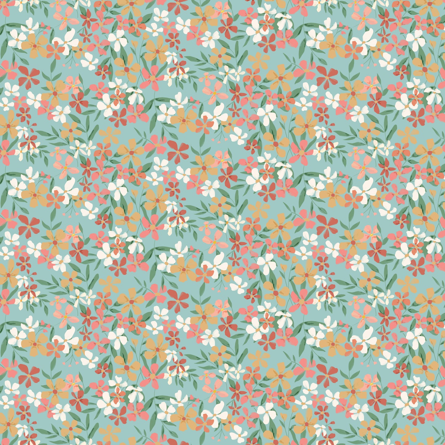 PAINTED BLOSSOMS TEAL - Painted Blossoms