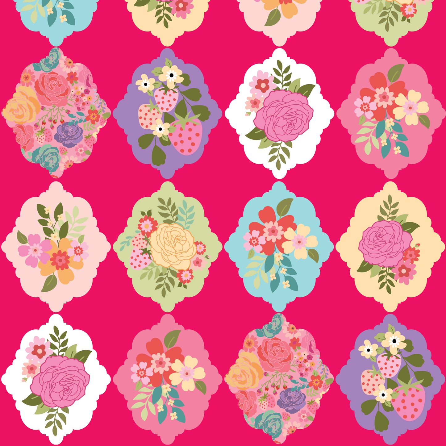 WALLPAPER ROSES DARK PINK - Calico Cowgirls