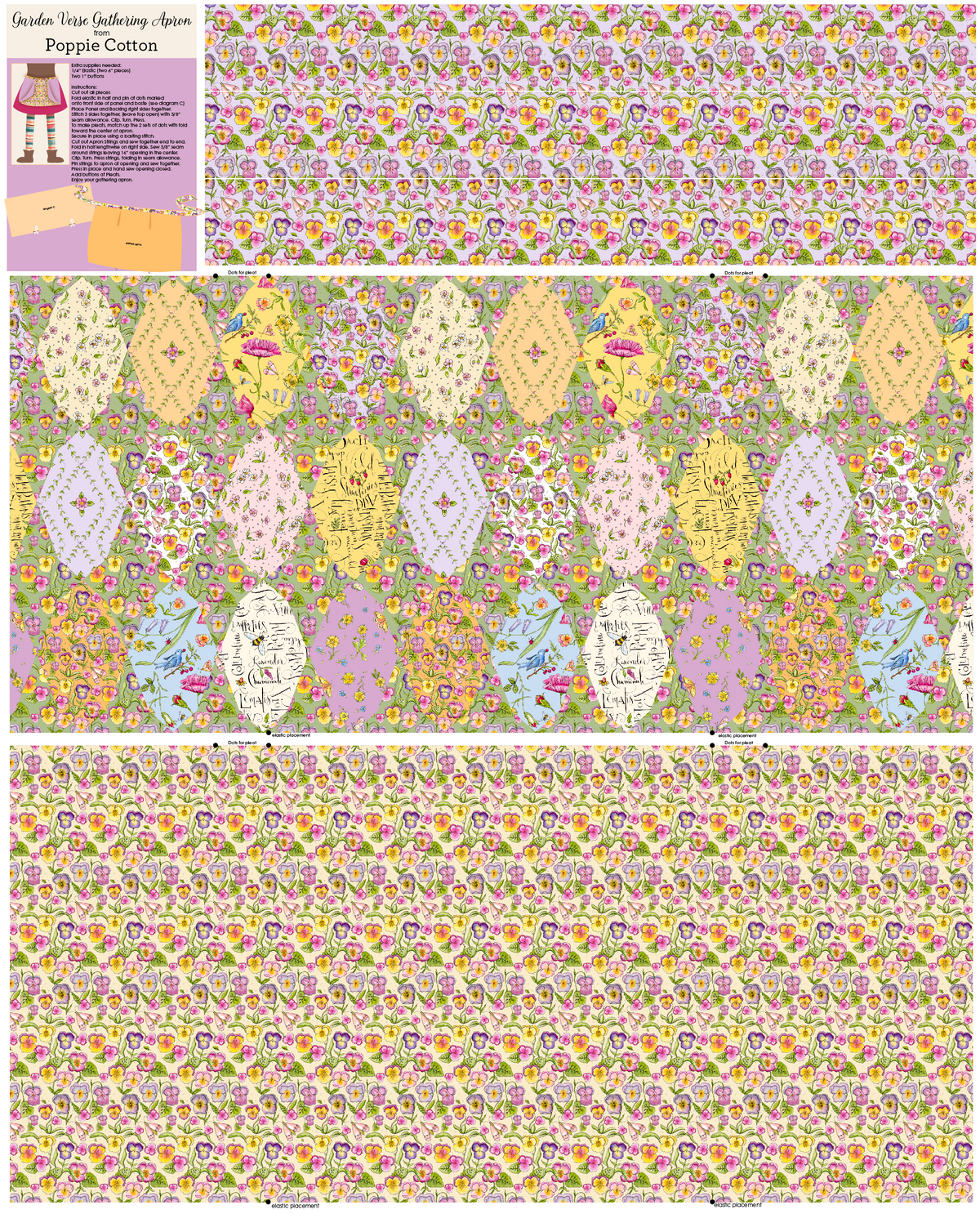GATHERING APRON PANEL MULTI - Garden Verse