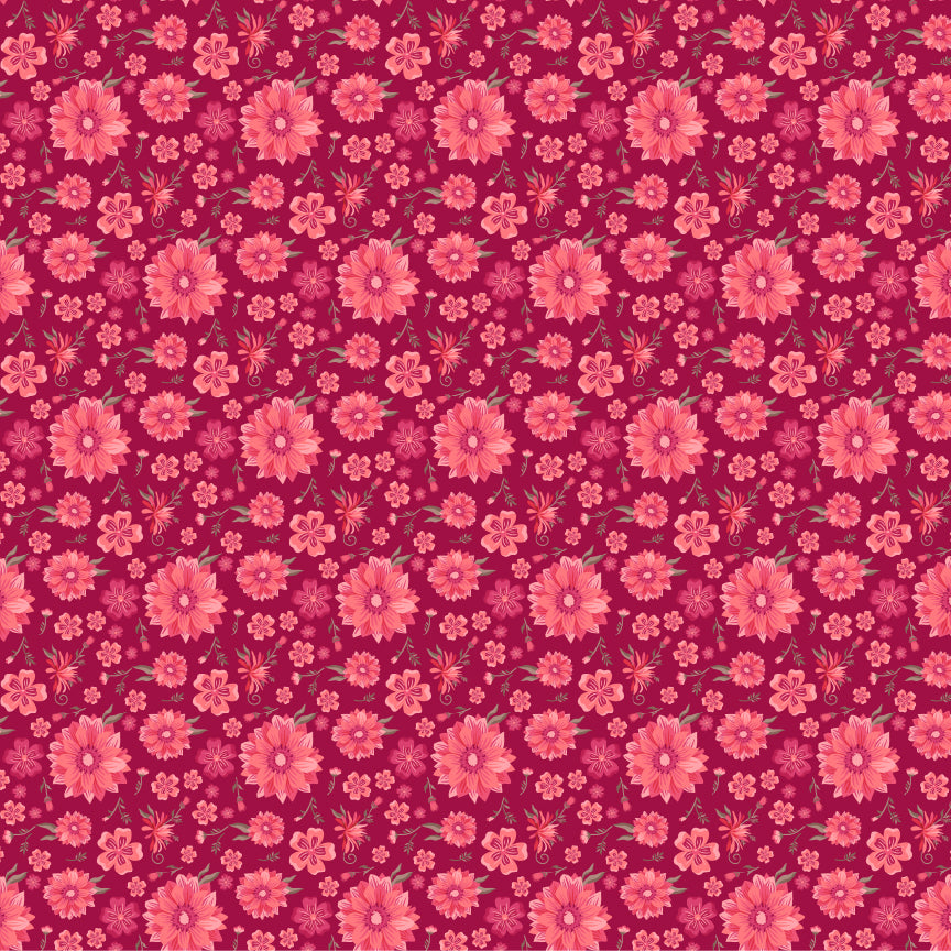 SOUTHERN FLORAL DK RED- Tennessee Summer