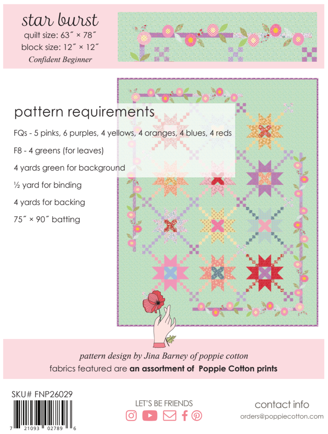 STAR BURST QUILT PATTERN - Forget Me Not
