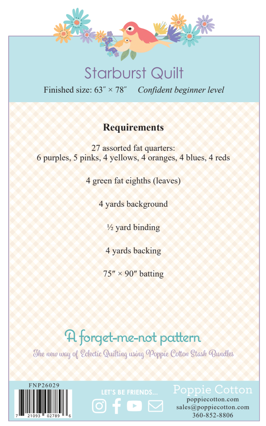 STAR BURST QUILT PATTERN - Forget Me Not