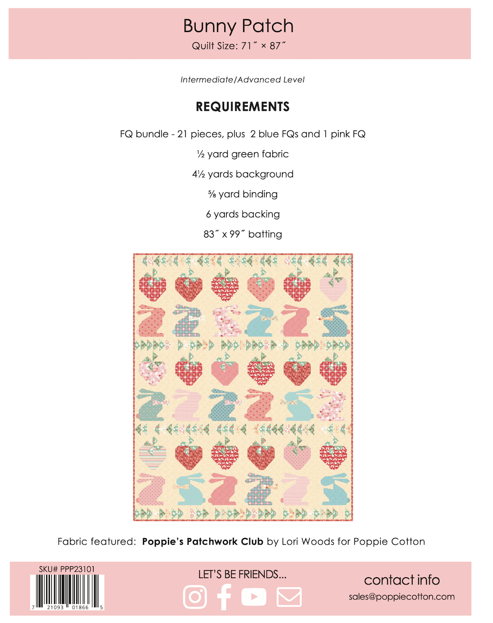 Bunny Patch Quilt Pattern - Poppies Patchwork Club