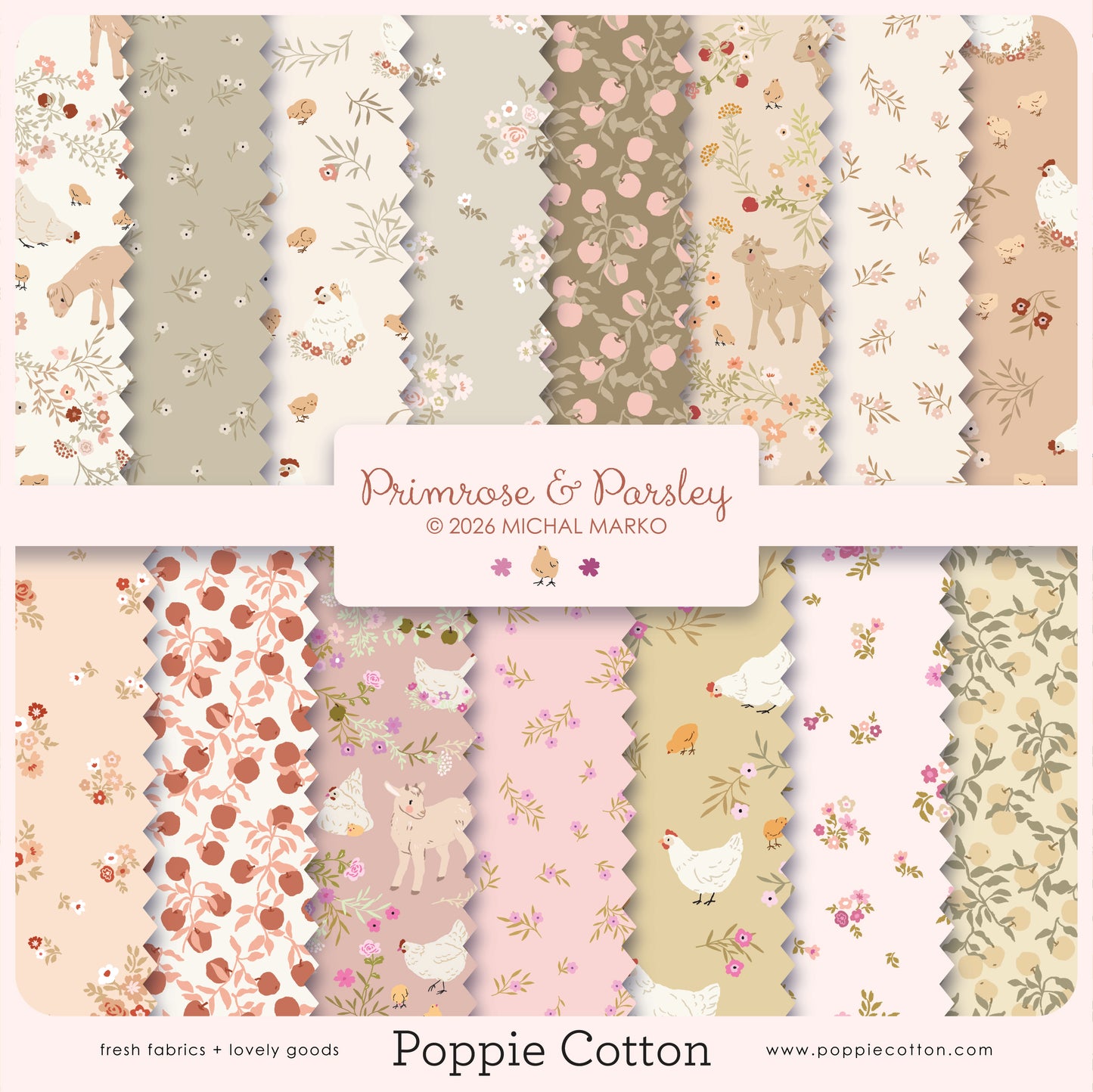 5" PRECUTS - 42 PRINTS - Primrose & Parsley