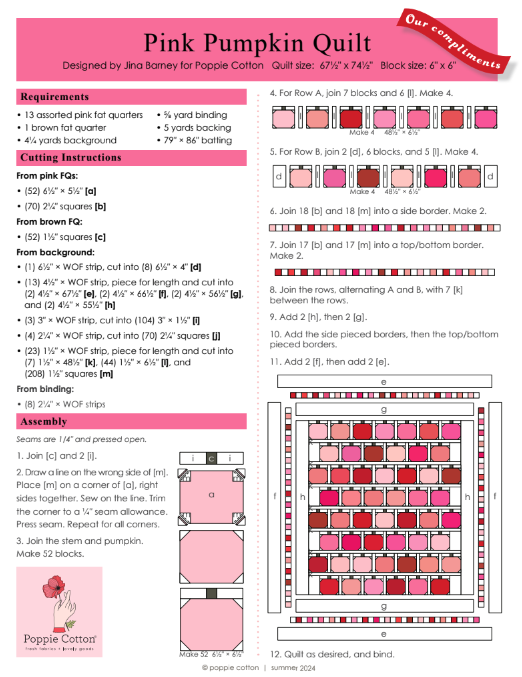 Pink Pumpkin Quilt - Free Download