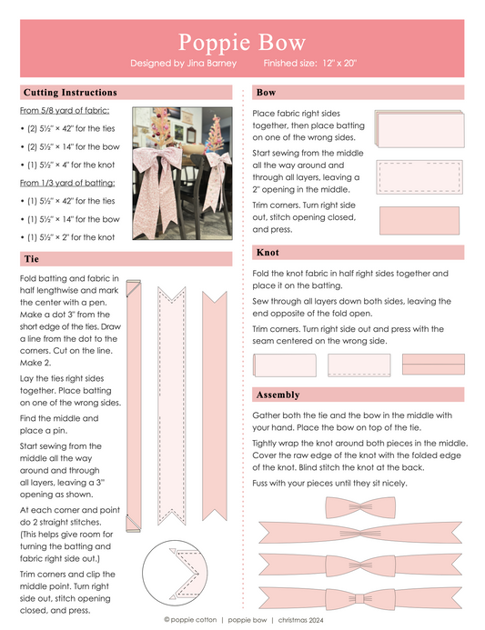 Poppie Bow Pattern - Free Download