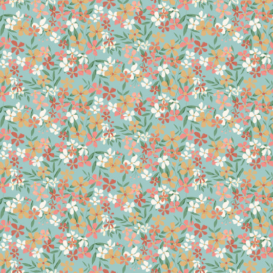 PAINTED BLOSSOMS TEAL - Painted Blossoms