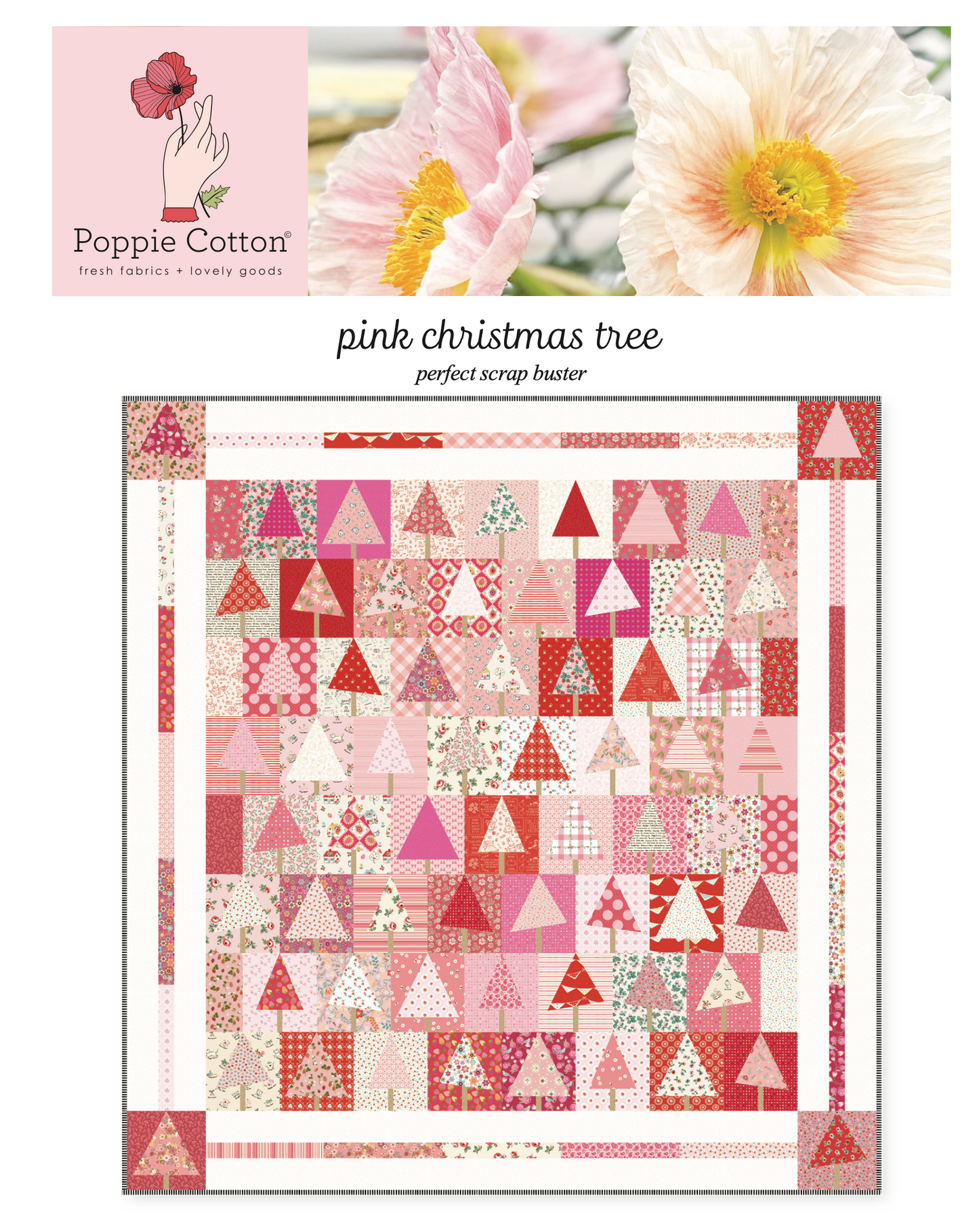 Pink Christmas Tree Quilt Pattern - Poppies Patchwork Club