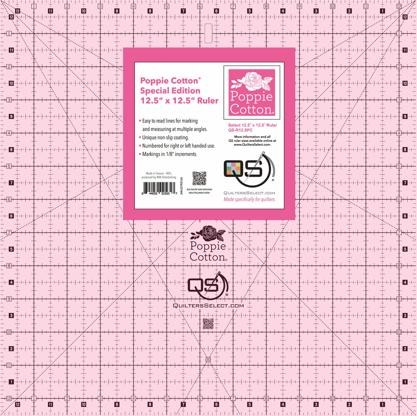 12.5" x 12.5" Pink Non-Slip Ruler - Sewing Tools