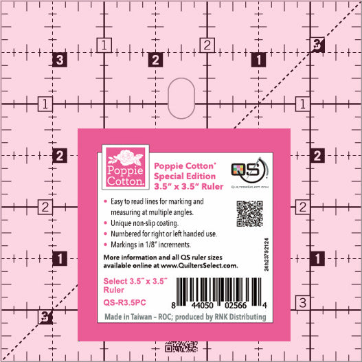 3.5" x 3.5" Pink Non-Slip Ruler - Sewing Tools