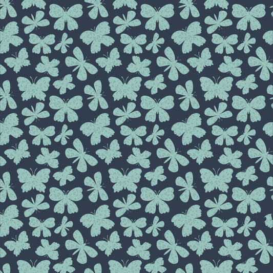 SCATTERED BUTTERFLIES NAVY - Painted Blossoms