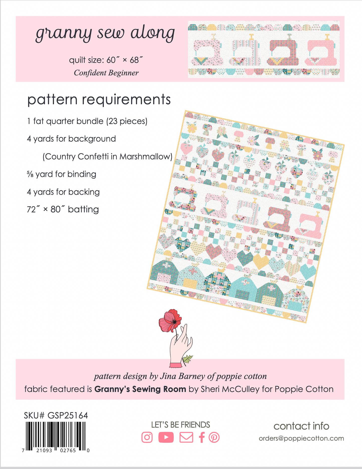 GRANNY'S SEW ALONG QUILT PANEL- Granny's Sewing Room