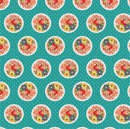 STRAWBERRY PIE TEAL - Betsy's Sewing Kit