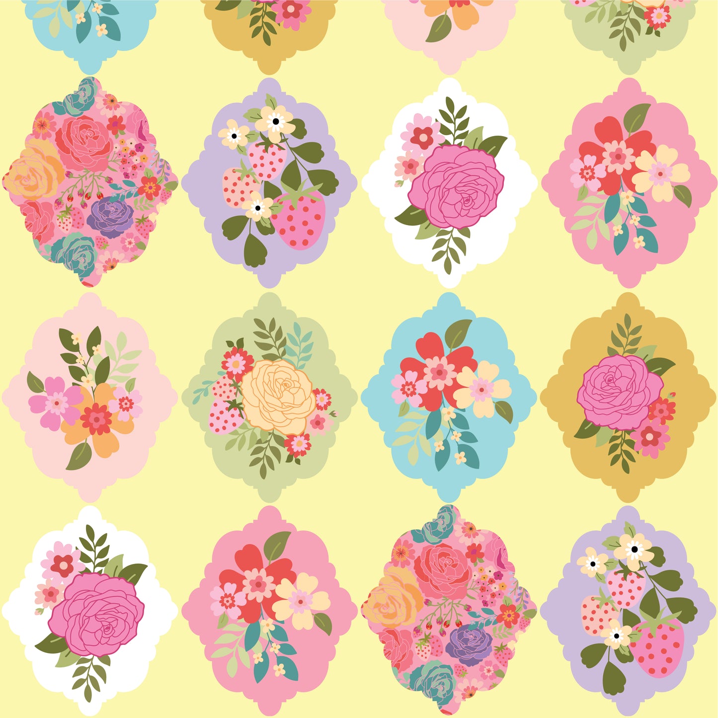 WALLPAPER ROSES YELLOW - Calico Cowgirls